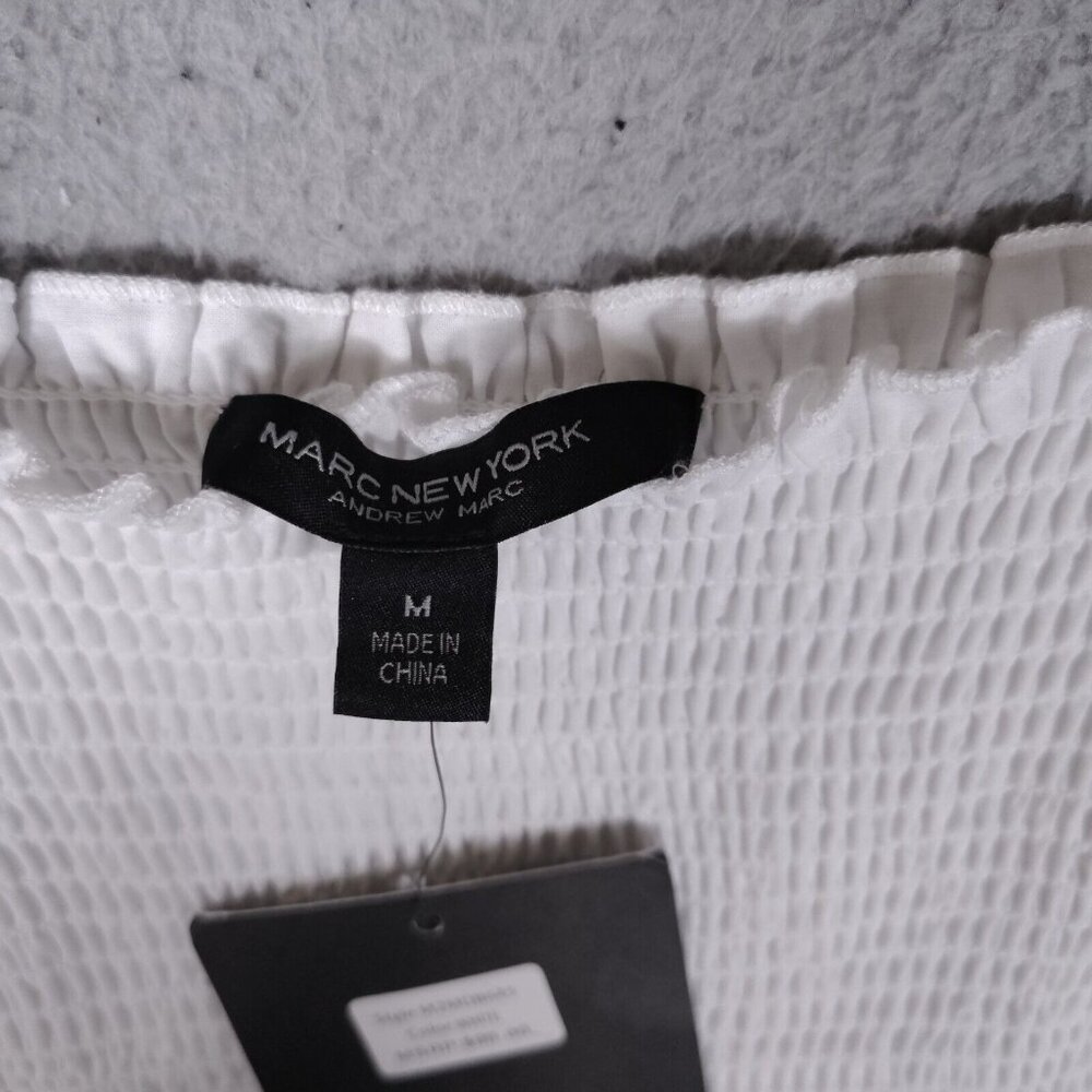 NWT 🤍Andrew Marc New York Dress Women's Medium White Eyelet Tie-Shoulder - Picture 7 of 15